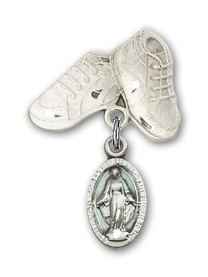 Baby Badge with Blue Miraculous Charm and Baby Boots Pin - Silver | Blue