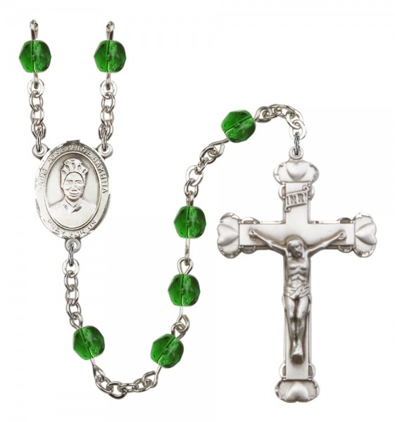 Women's St. Josephine Bakhita Birthstone Rosary - Emerald Green