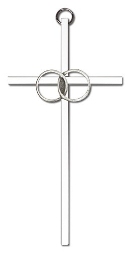 Wedding Rings Cross 6&quot; - Silver tone
