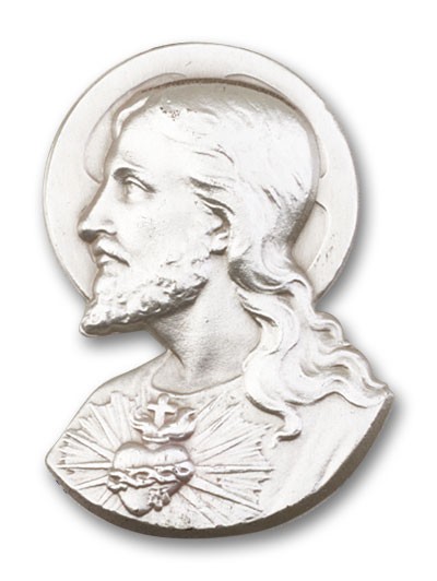 Sacred Heart Visor Clip - Antique Silver