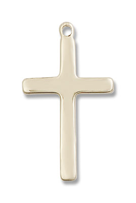 Women's Straight Edge Cross Medal  - 14K Solid Gold