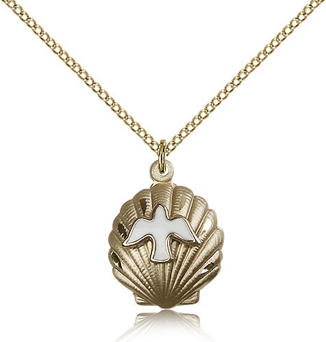 Shell with Holy Spirit Pendant - 14KT Gold Filled