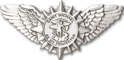 St. Michael with Wings Visor Clip - Antique Silver