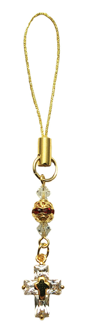 Cross Red Crystal Cell Phone Accessory - Full Color
