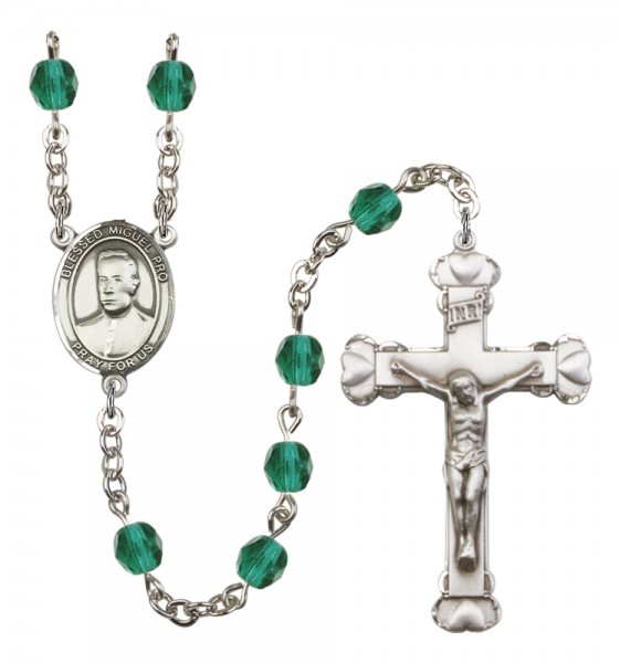 Women's Blessed Miguel Pro Birthstone Rosary - Zircon