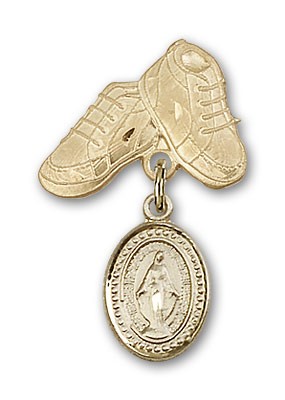 Baby Pin with Miraculous Charm and Baby Boots Pin - Gold Tone