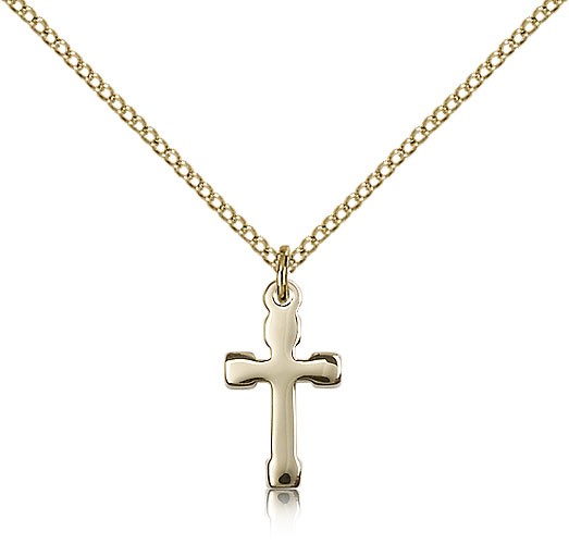 Shiny Block Tip Cross Pendant - 14KT Gold Filled