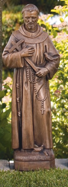 St. Francis with Cross and Birds 24.5 Inch Statue - Classic Iron Finish