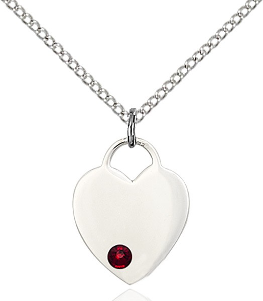 Small Heart Shaped Pendant with Birthstone Options - Garnet