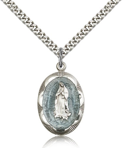 Our Lady of Guadalupe Medal - Silver | Blue