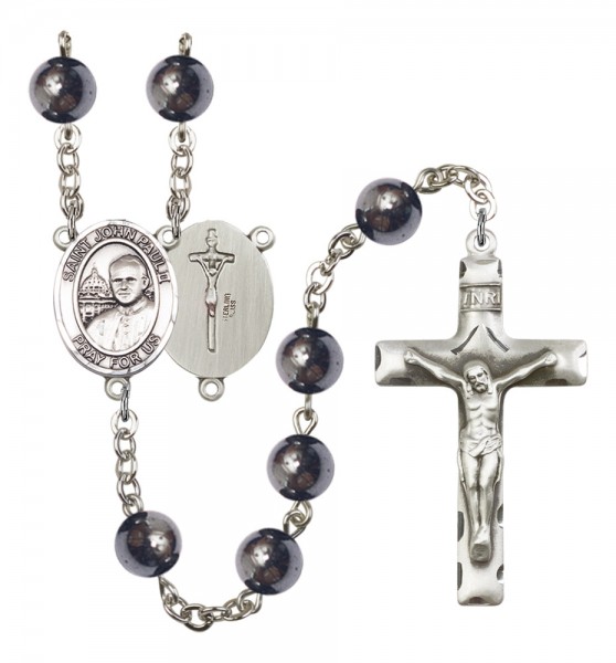 Men's St. John Paul II Silver Plated Rosary - Silver