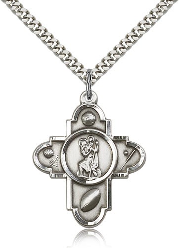 St. Christopher Sports 5-Way Medal - Sterling Silver
