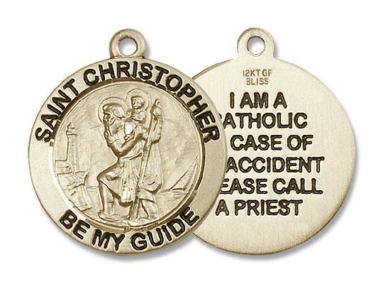 Men's Double-Sided I'm A Catholic St. Christopher Necklace - 14K Solid Gold