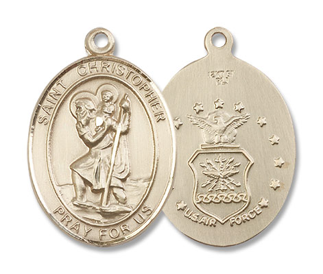 St. Christopher Air Force Medal - 14K Solid Gold
