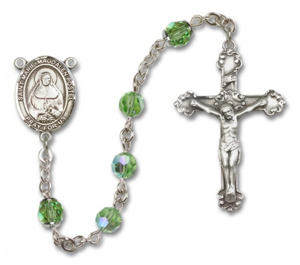 Marie Magdalen Postel Sterling Silver Heirloom Rosary Fancy Crucifix - Peridot