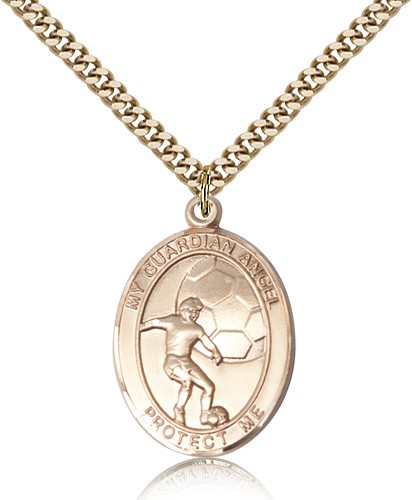 Guardian Angel Soccer Patron Saint Medal - 14KT Gold Filled