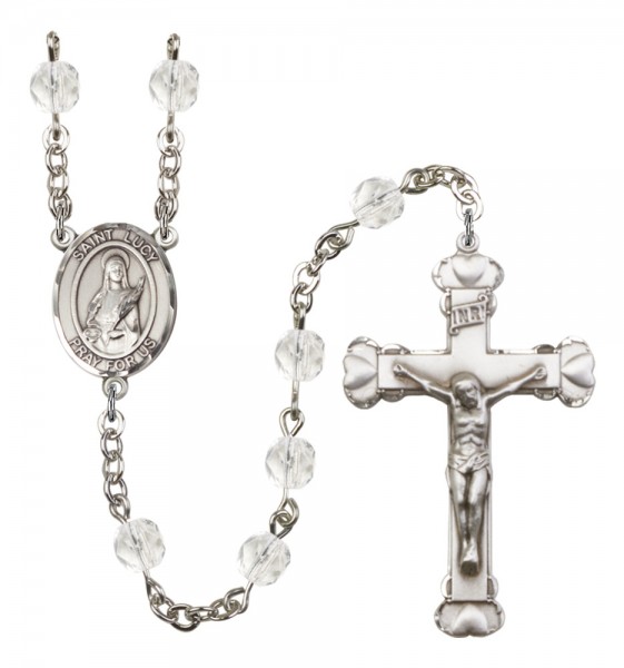 Women's St. Lucy Birthstone Rosary - Crystal