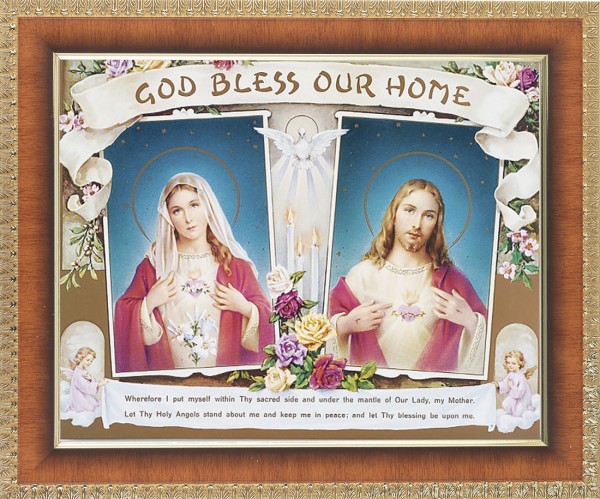 God Bless Our Home Sacred Hearts 8x10 Framed Print Under Glass - #122 Frame