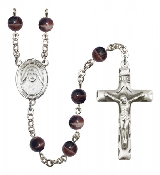 Men's St. Alphonsa of India Silver Plated Rosary - Brown