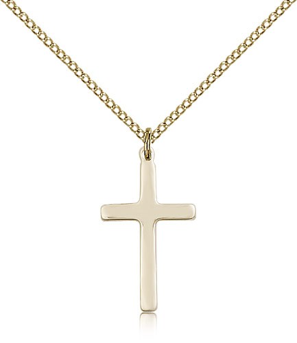 Women's Straight Edge Cross Medal  - 14KT Gold Filled