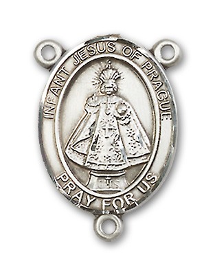 Infant of Prague Rosary Centerpiece Sterling Silver or Pewter - Sterling Silver