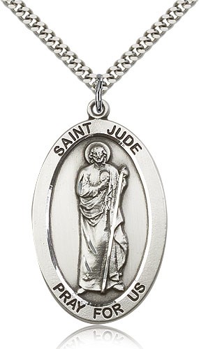 Large Men's St. Jude Medal - Sterling Silver