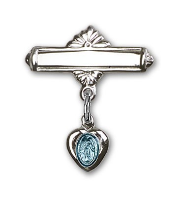 Engravable Baby Pin with Blue Miraculous Charm - Sterling Silver | Blue Enamel