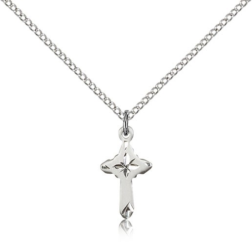 Etched Cross Pendant - Sterling Silver