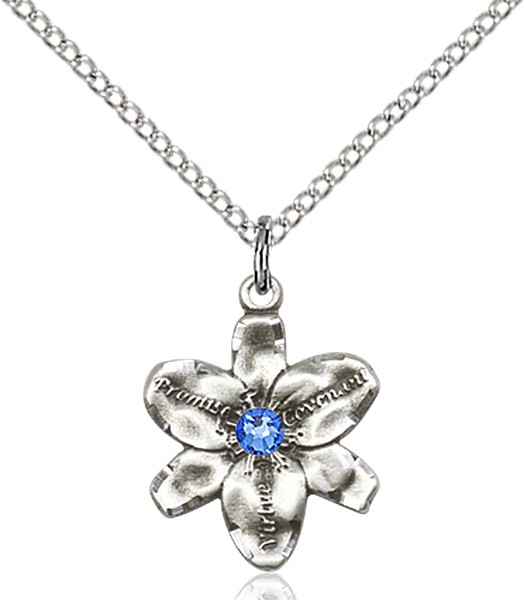 Small Five Petal Chastity Pendant with Birthstone Center - Sapphire