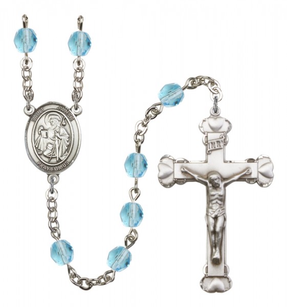 Women's St. James the Greater Birthstone Rosary - Aqua