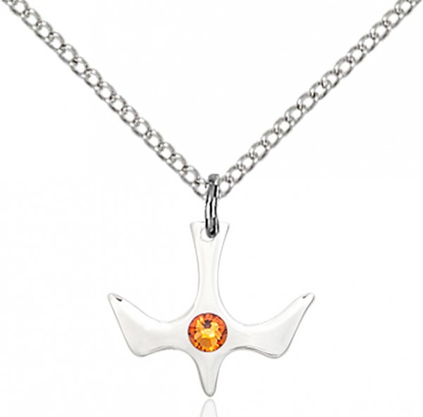 Holy Spirit Pendant with Birthstone Options - Topaz