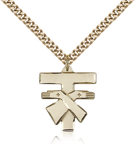Franciscan Cross Pendant, Women or Youth - 14KT Gold Filled