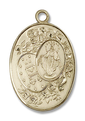 Large Miraculous Medal Necklace - 14K Solid Gold