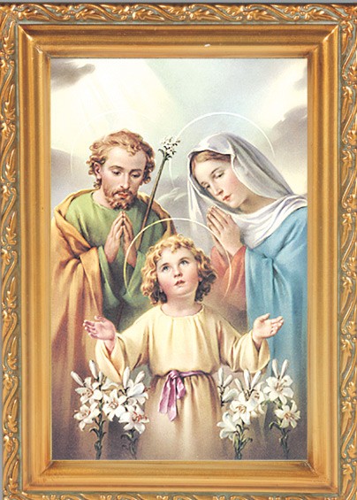 Holy Family Antique Gold Framed Print - Full Color