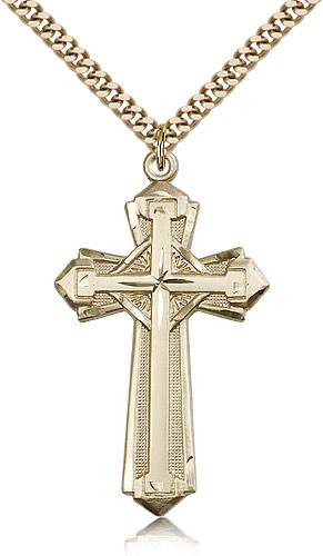 Cross on Cross Pendant - 14KT Gold Filled