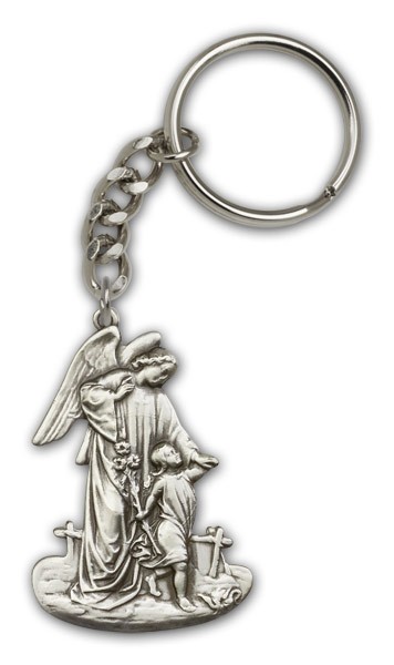 Guardian Angel Keychain - Antique Silver