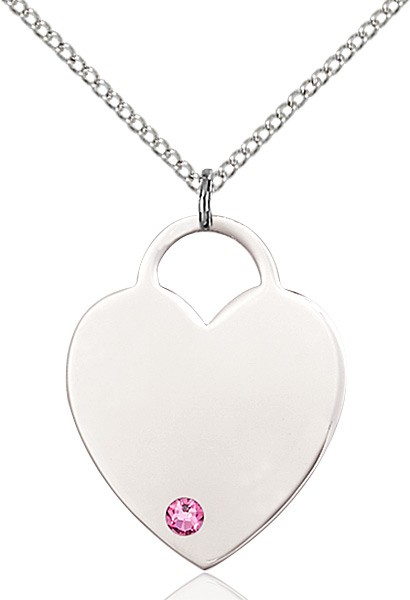 Large Women's Heart Pendant with Birthstone Options - Rose