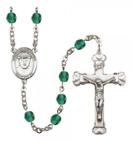 Women's St. Damien of Molokai Birthstone Rosary - Zircon