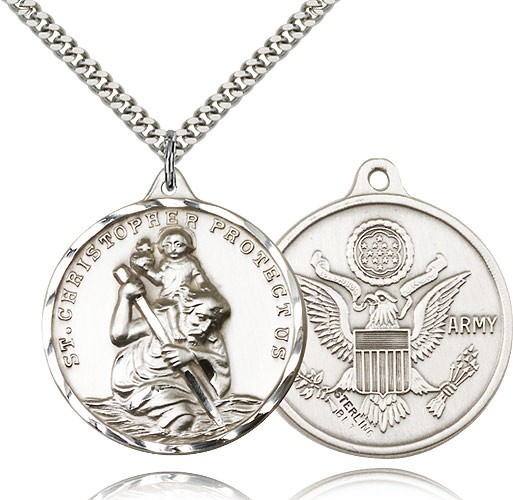 St. Christopher Army Medal - Sterling Silver