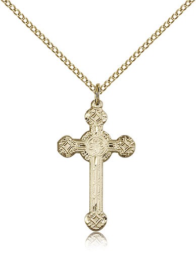Women's Elaborate Tip Cross Pendant - 14KT Gold Filled