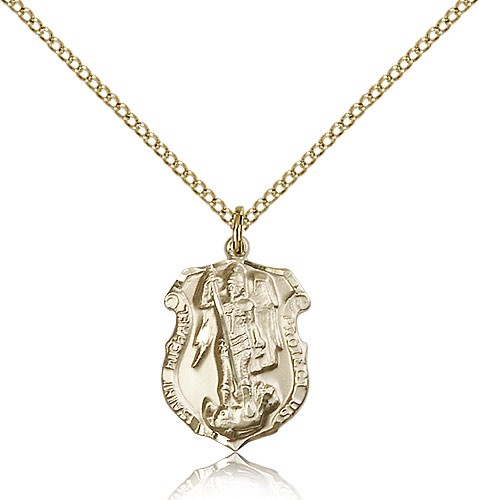 Women's St. Michael the Archangel Badge Shaped Medal - 14KT Gold Filled