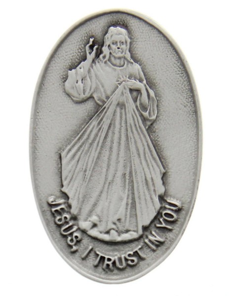 Divine Mercy Visor Clip, Pewter - 2 3/8&quot;H - Silver