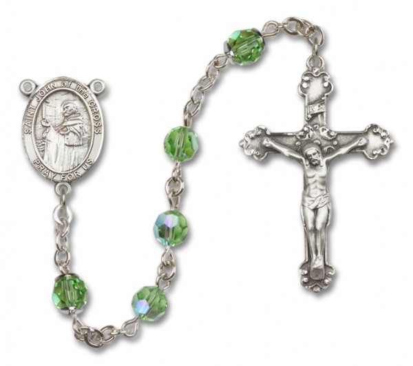 St. John of the Cross Sterling Silver Heirloom Rosary Fancy Crucifix - Peridot