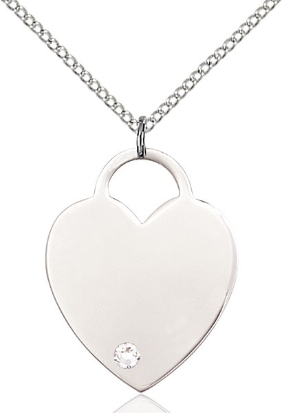 Large Women's Heart Pendant with Birthstone Options - Crystal