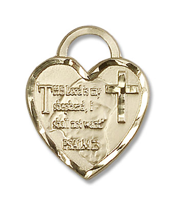 The Lord is My Shepherd Heart Pendant - 14KT Gold Filled