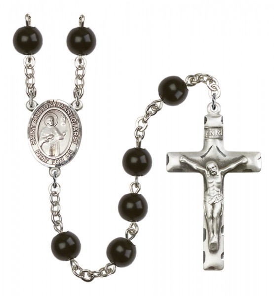 Men's St. Anthony Mary Claret Silver Plated Rosary - Black