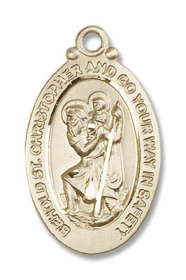 Go Your Way in Safely Men's Oval St. Christopher Necklace - 14K Solid Gold