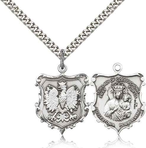 Our Lady of Czestochowa Poland Medal - Sterling Silver