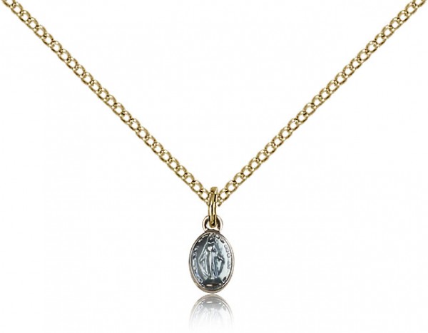 Baby Child Size Miraculous Medal Necklace - Blue