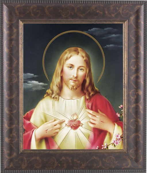 Sacred Heart of Jesus 8x10 Framed Print Under Glass - #124 Frame